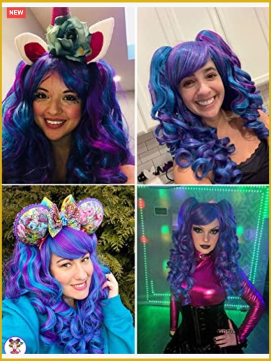 Long Curly Cosplay Wig with 2 Detachable Ponytails, Heat Resistant main image 6